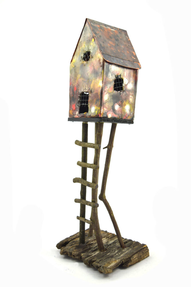 "Abandoned Home #25," by Vickie Bradshaw | Mixed media (copper, encaustic, wood)